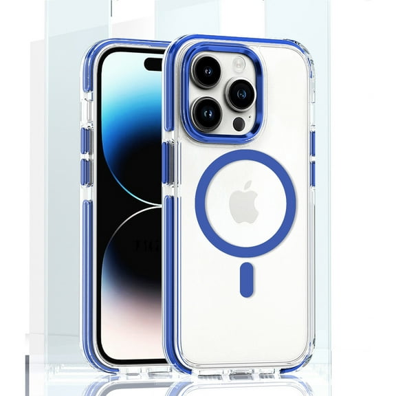 Designed for iPhone 12 Pro / 12 6.1" Magnetic Case, [Military Grade Drop Tested] [Compatible with MagSafe] Shockproof Translucent Hard Back Hybrid Soft edge Crystal Protective Case,Blue