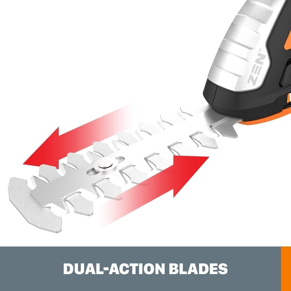 2-in-1 Cordless Hedge Trimmer, 8" Shrubber & 4" Grass Shear with Battery Charger