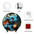 thumbnail image 4 of Picia Adorable Blue Baby Dragon Pattern Bone China Decorative Plate – Wall Decor with Stand and Adhesive, Elegant Ornament for Living Room, Office, or Entryway-6in, 4 of 6