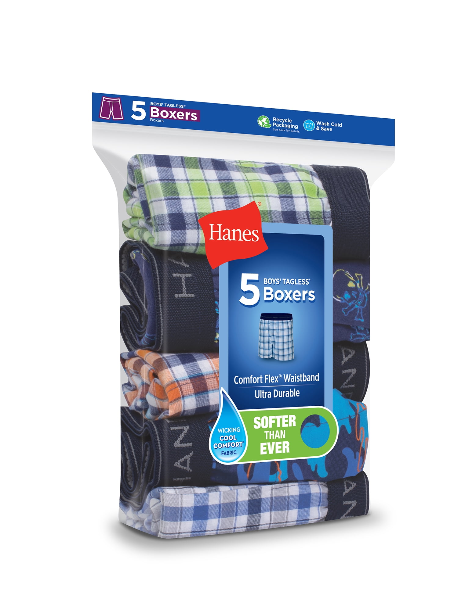 Hanes Boys' Woven Boxers 5 Pack, Sizes S-XL