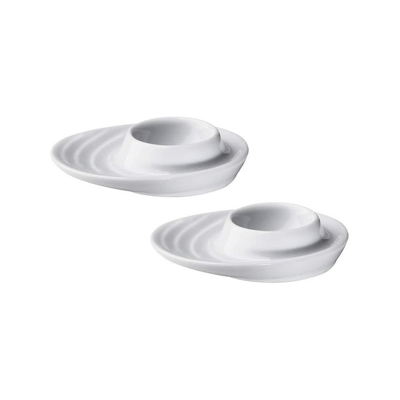 Küchenprofi Set of 2 White Porcelain Egg Cups with Oval Base – Elegant Holders for Hard or Soft-Boiled Eggs, 3.5" x 4"
