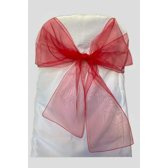 9 x 10 Ft Organza Chair Bows/Sashes Red (12 pieces)