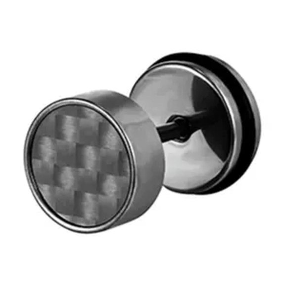 K-KED 1PC Lattice Earrings Titanium Steel Ear Studs Barbell Earrings Metal Ins Wind-Black