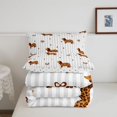 thumbnail image 5 of Homewish Pet Dachshund Queen Comforter Set,Kawaii Bowtie Comforter Sets Queen,Gray White Striped Decor,Polkadot Reversible,3 Pieces,1 Comforter and 2 Pillowcases, 5 of 7