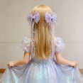 thumbnail image 4 of CUZIBR Toddler Girls Ribbon Headband Colorful Cute Bow Hair Clips Princess Hair Barrettes Sparkly Pearl Sequins Clips Hair Accessories Hairpins Wedding Birthday Headwear,Light Purple1,3-16 Years, 4 of 5