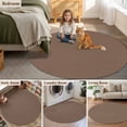 thumbnail image 5 of Solid Color 8FT Round Area Rugs for Living Room Brown Ultra-Thin Non-Slip Round Rugs Machine Washable Low Pile Circle Carpet for Bedroom Kitchen Nursery, 5 of 9