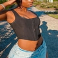 thumbnail image 3 of MesaSe Women´S Crop Tank Top Irregular Hem Central Single-Row Clasp Cami, 3 of 6