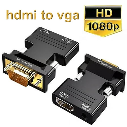 HDMI to VGA Adapter with Audio 1080P HDMI Female to VGA Male Converter Adapter 3.5mm Audio Cable for TV Stick, Roku, Laptop, PC, Projector, TV, Monitor, Digital Camera, Etc