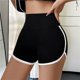 thumbnail image 4 of Pantalones cortos de tiburón con borde blanco de seda de hielo para mujer, estilo fino, levantamiento de vientre, pantalones cortos de Yoga para ciclismo, cintura alta, elásticos, deportivos para corr, 4 of 4