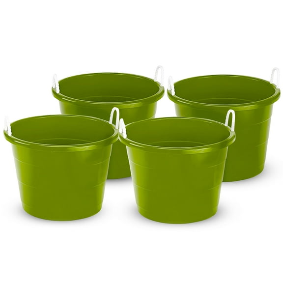 Homz 17-Gallon Indoor Outdoor Storage Bucket w/Handles, Bold Lime (4 Pack)