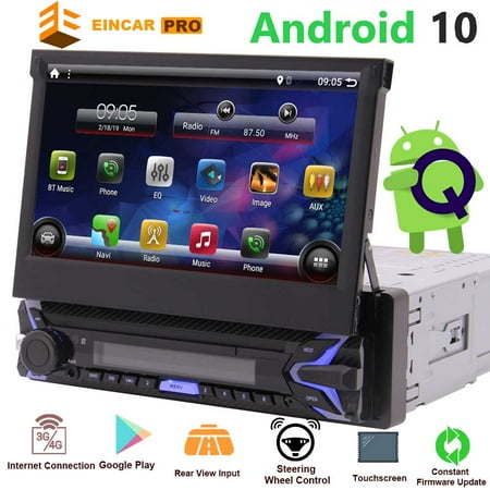 stereo touch android din screen 1g 4g 32g backup gps wifi bluetooth 1080p remote flip navigation radio unit camera control