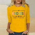 thumbnail image 2 of T-shirt Décontracté pour Femme à Col Rond avec Imprimé de Lettres, Manches 3/4, 2 of 4