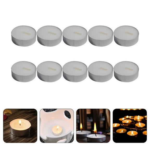 Soimiss 10pcs Smokeless Round Candles Portable Daily Use Candles For Weddings Decor Hour Burn Safe Shell Design
