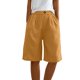 thumbnail image 4 of pantalones de color sólido de moda para mujer capris con botones de bolsillo pantalones cortos de lino de algodón con cintura elástica suelta amarillo terroso / l, 4 of 8