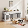 thumbnail image 5 of Garvee 71" Dog Crate Furniture for 2 Dogs, Large Kennel with 4 Storage Drawers, Metal Mesh Sliding Door and Movable Feeding Bowl - Multifunctional End Table & TV Stand for Living Room, 5 of 8