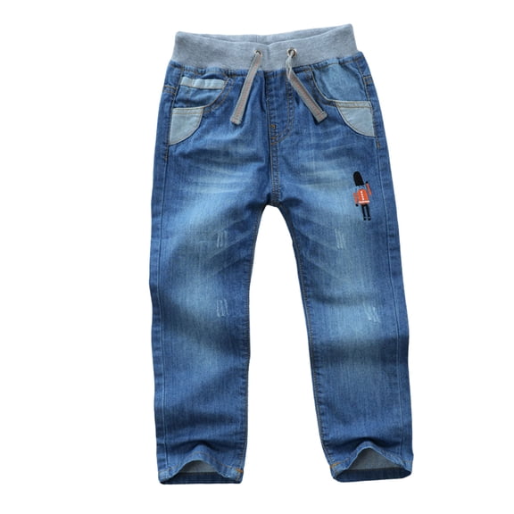 Kids Jeans for Boys 4-16 Slim Boys Baggy Jeans, Wide Leg Elastic Waist Denim Pants Loose Fit Trousers Vintage Y2K Streetwear Drawstring