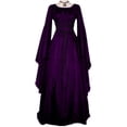 thumbnail image 5 of MesaSe Robe Maxi Médiévale Vintage pour Femmes, Robe Gothique à Lacets, Taille Mi-Haute, Col Rond, Manches Longues, 5 of 5