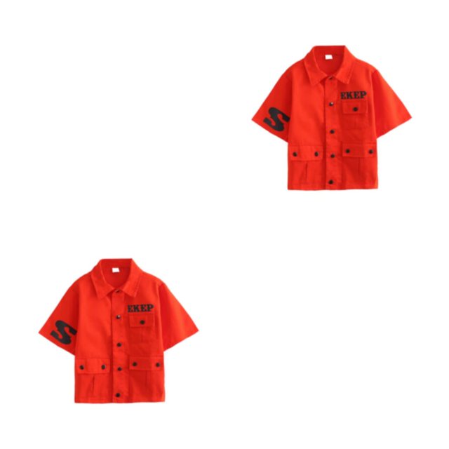 Qarigey Hiphop estilo casual niños camisa fiesta de niños otoño primavera tops ropa de rendimiento streetwear manga corta 140 cm Manga corta 140cm 2piezas