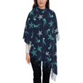 thumbnail image 3 of Sikiie Ice Blue Starfish and Jellyfish Shawl Wraps Big Scarf Tassel Fall Winter Thick Scarf Warm Shawl Women Fall Gifts, 3 of 8