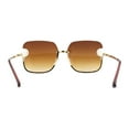 thumbnail image 2 of Womens Rimless Pearl Trim Metal Half Rim Butterfly Designer Sunglasses Gold Brown, 2 of 4