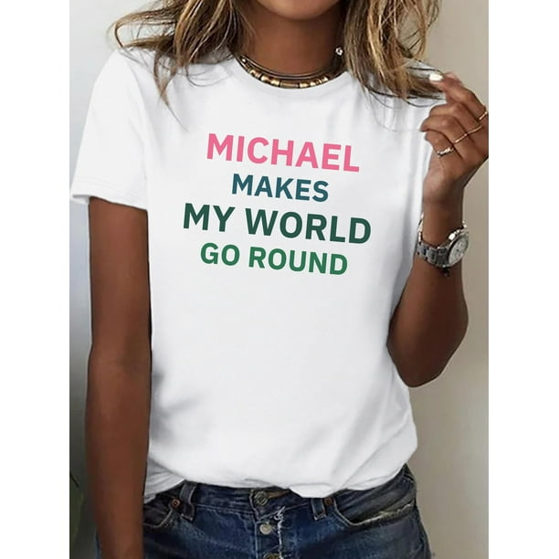 Camiseta de algodón puro para mujer de Michael World, ajuste cómodo, para adultos, hombres, mujeres, adolescentes, jóvenes, camiseta de ocio.