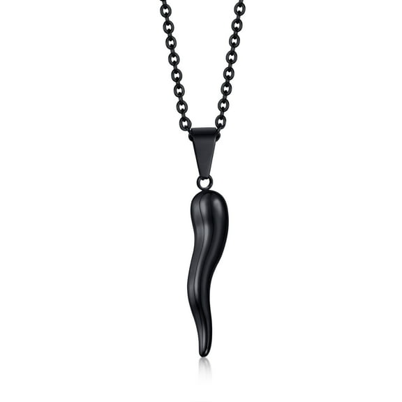 Vnox Italian Horn Necklace for Women, Black Horn Necklace Stainless Steel, Cornicello Necklace for Men