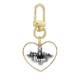 thumbnail image 1 of Prague Czech Landmark Ink City Gold Heart Keychain Metal Keyring Holder, 1 of 3