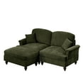 thumbnail image 5 of Newest Elegant Large Two Seater Modular L Shaped Sofa Couch,Flared Arms,Removable Ruffles Pleats Skirts,Spindle Legs, Comfy Chenille Loveseat Sofa,Movable Ottoman,Green, 5 of 20