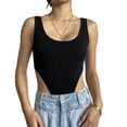 thumbnail image 1 of Body de mujer Slim Fit tejido acanalado sin mangas cuello en U corte alto Color puro Body camiseta sin mangas para fiesta viajes vacaciones, 1 of 6