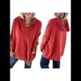 thumbnail image 3 of Sudaderas Oversize para Mujer, Sudaderas de Larga con Botones y Cuello Henley, Ropa de Otoño A . Rojo Oscuro M, 3 of 6