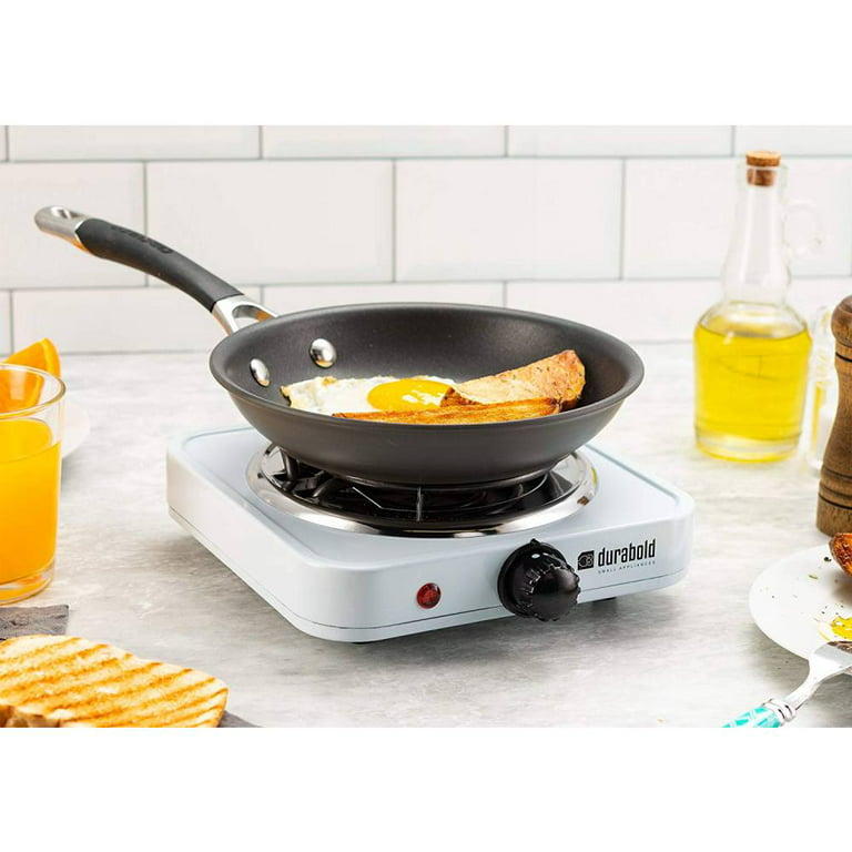 Single Electric Burner 1000W Portable Hot Plate Cast-Iron 7in by Durabold  USA, Black 