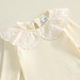 thumbnail image 6 of Cjfdfy Newborn Baby Girls Fall Outfit Lace Patchwork Ribbed Doll Collar Long Sleeve Romper And Elastic Lace Trim Pants Set Cute Solid Color Coming Home Fall Winter Outfit 0-12 Monthes, 6 of 9