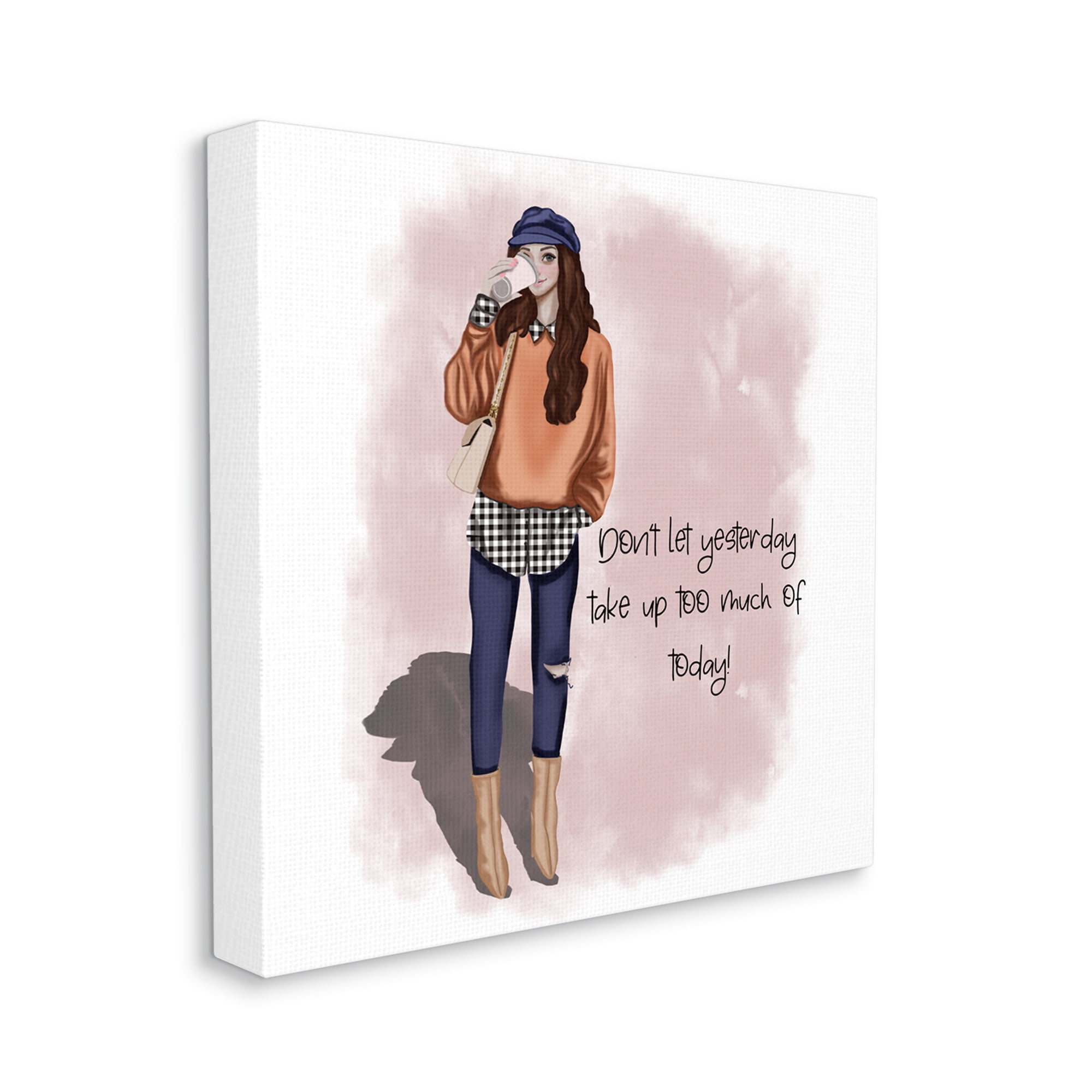 Stupell Industries Inspirational Phrase Girl Inspirational Painting Gallery Wrapped Canvas Art Print Wall Art, 17 x 17