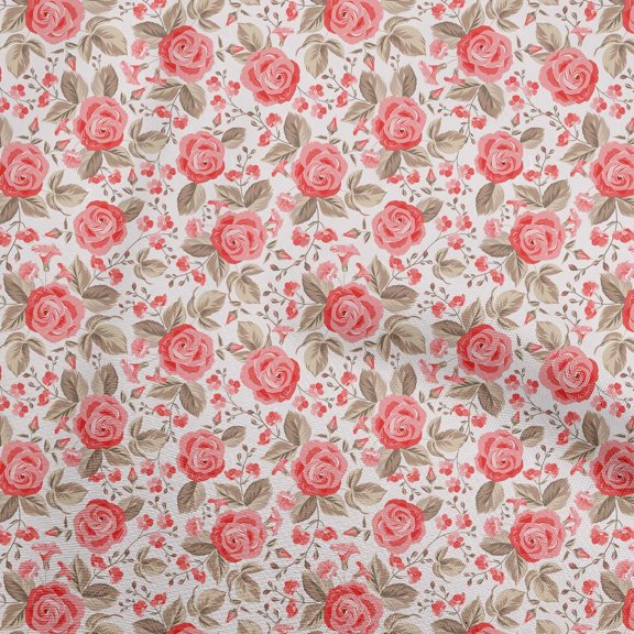 oneOone Rayon Red Fabric Florals Fabric For Sewing Printed Craft Fabric By The Yard 56 Inch Wide