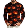 thumbnail image 2 of Mens Halloween Shirt Raglan Long Sleeve Crew Neck Funny Ghost Graphic Comfortable Casual Halloween Costumes, 2 of 5