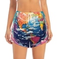 thumbnail image 2 of Balery Colorful Whimsical Earth Pantalones cortos deportivos para mujer con forro y dos bolsillos, elásticos, para entrenamiento, gimnasio, yoga-Large, 2 of 7