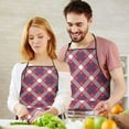 thumbnail image 5 of Red Blue White Star Plaid Checkered Pattern Apron-Garden Aprons for Women with Pockets-Cotton Linen Waterproof Kitchen Cooking Gardening Aprons Adjustable for Kitchen,Cooking,BBQ and Salon 33x27 Inch, 5 of 7