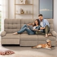 thumbnail image 2 of Recliner Sofa Couch Set, PAPROOS 3-Seater Recliner Sofa with Remote Control and Side Pocket, Modern Power Reclining Sofa for Adults, Electric Recliner for Living Room, Home Theater, Brown, 2 of 7