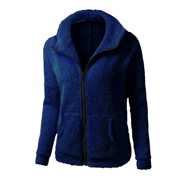 Lisbinx Plus Size Winter Coats, Women's Solid Color Pol Sweater Long Sleeve Hooded Casual Coat/Jacket Holiday Deals
