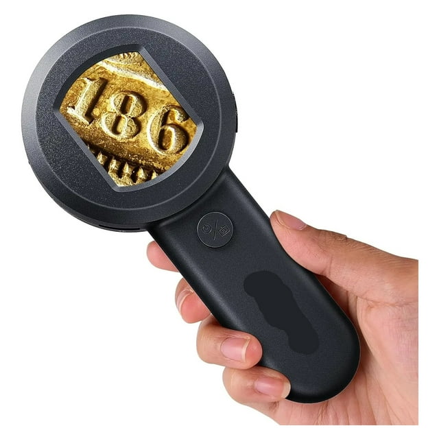 P10 Microscope for Adults Kids Handheld Coin Magnifier with Light for Error Coins Collector ,Widely Used