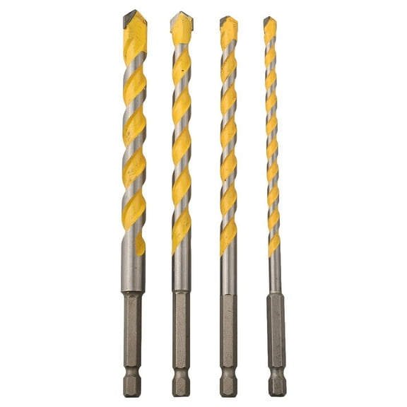 Masonry Concrete Drill Bit Set 4 Pcs, 1/4In Hex Shank, Industrial Carbide Drill Bit For Class/Brick/Plastic/Cement/Tile Drilling Fangkenuo