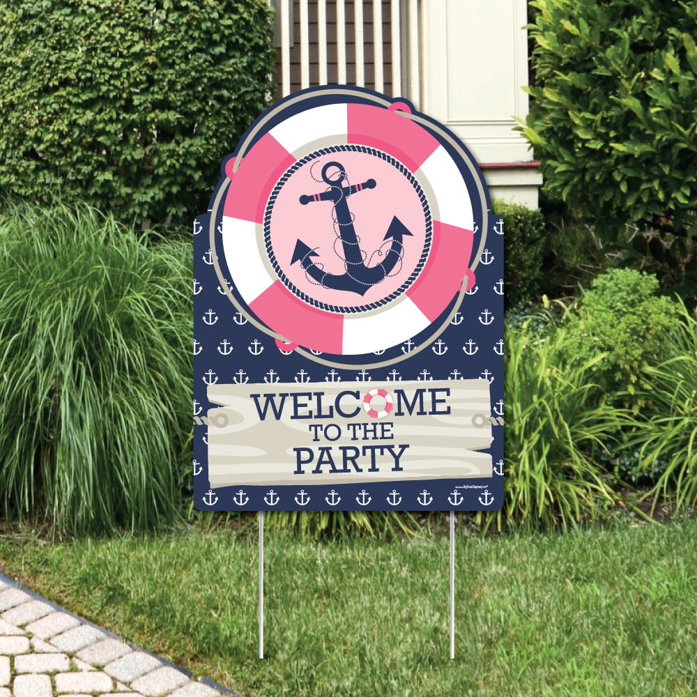 Big Dot of Happiness Ahoy - Nautical Girl - Party Decorations - Birthday Party or Baby Shower Welcome Yard Sign