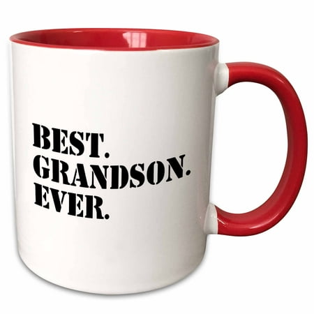 3dRose Best Grandson ever - Gifts for Grandkids - Grandchildren - black text - Two Tone Red Mug,