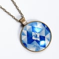 thumbnail image 2 of Blue and White Geometry Necklace Personalized Custom Photo Round Pendant Adjustable Stainless Steel Necklaces with Gift Box for Men Women Mothers Valentine's Jewelry Gift, 2 of 6