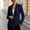 Dark Blue, variant on Women's Solid Color Tie Front Blazer, Long Sleeve Shawl Collar Casual Suit Jacket with Flap Pockets for office Daily Pink XL