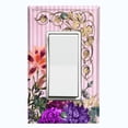 thumbnail image 1 of Metal Light Switch Plate Outlet Cover Elegant Pink Floral Striped Damask FLW075, 1 of 1