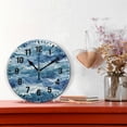 thumbnail image 2 of Yayeee 10" Wall Clock Battery Operated Quartz Round Silent Non-Ticking Home Decor, Blue Watercolor Ocean Waves, 2 of 6