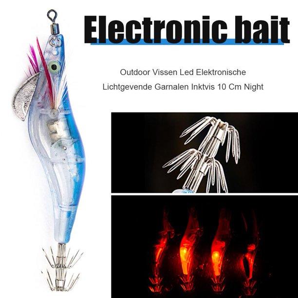 Señuelo de pesca LED electrónico camarón calamar anzuelo aparejos de pesca (azul)