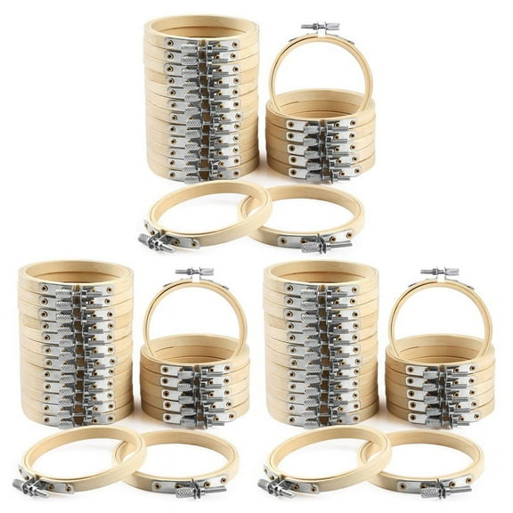 60 Pieces 3 Inch Bamboo Embroidery Hoops Round Wooden Circle Hoop Round Ring for Art Craft Handy Sewing