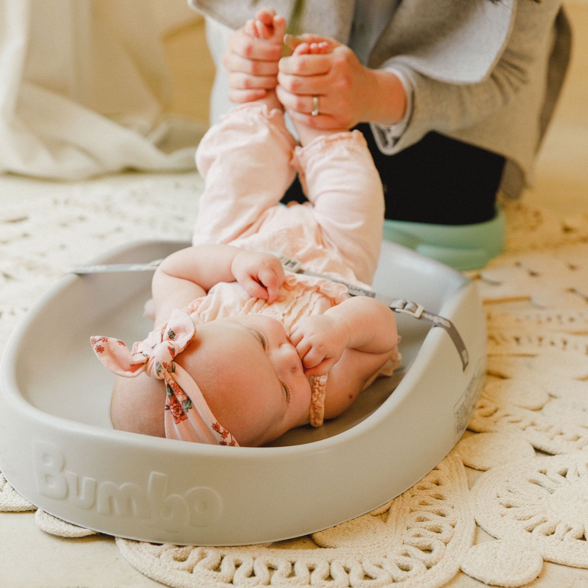 Bumbo Diaper Changing Pad, Contoured Foam Baby Changing Mat, 2 Pack, Gray